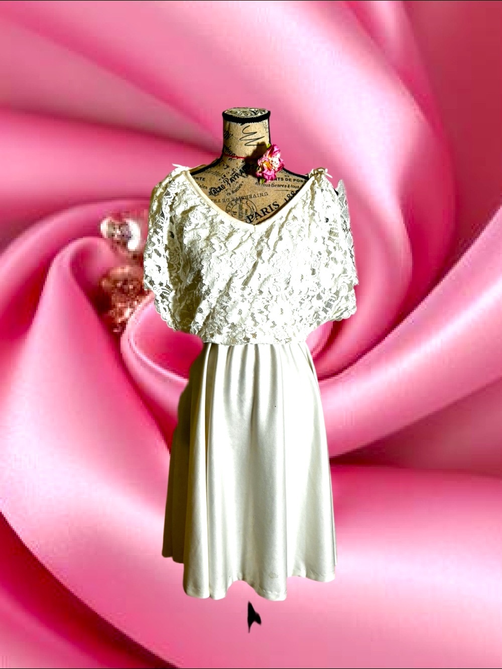 Vintage Ivory Lace Midi Dress
